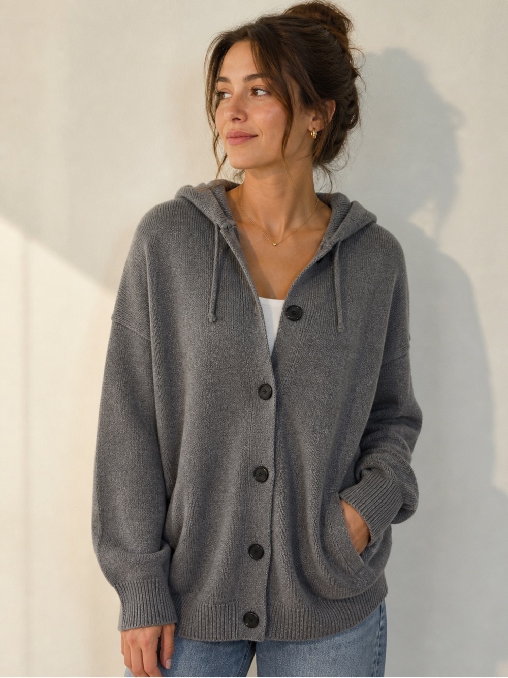 Cozy Gray Hooded Cardigan